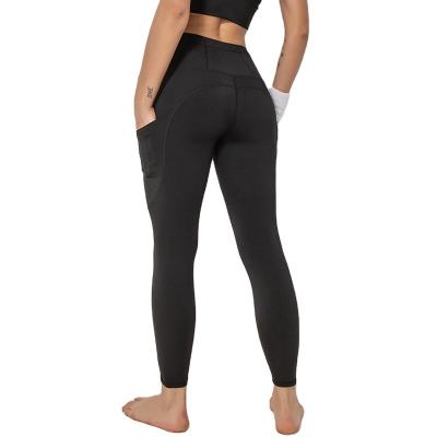 China Custom Women's Gym Yoga Pants Anti-UV Brushed Logo Soft Material High Waisted Leggings Leggings With Pockets for sale