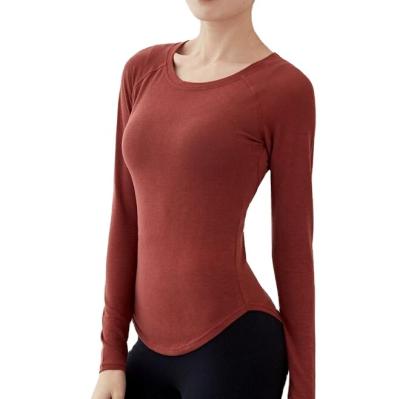 China Wholesale Anti-UV Long Sleeves Sports Fitness Yoga Shirts Womens Gym Workout Stretched Tops for sale