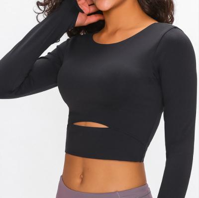 China 2022 Women's Fitness Anti-UV Long Sleeve Workout Crop Tops Sporty Yoga Gym Cropped Shirts for sale