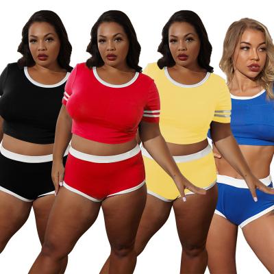 China Anti-pilling summer wholesale fashionable plus size women's team clothing hot panties sports workout shorts 2 piece set for sale