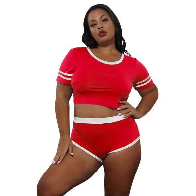 China Anti-pilling 2022 ladies short two piece set tracksuit sportswear outfit 2 plus size women summer sets for sale