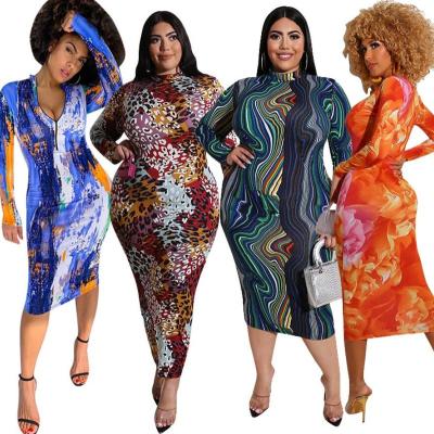 China Wholesale New Design Anti-static Zipper 2021 Reversible Bodycon Long Sleeve Plus Size Maxi Dress for sale