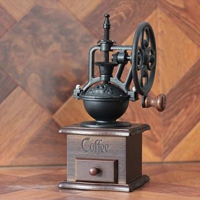 China Easy Operation Manual Hand Coffee Bean Grinder Machine/Light Wood/Cool Design Antique Design Metal Italian Turkish Carbon Steel for sale