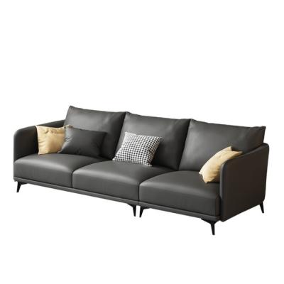 China First Floor Size Apartment Revolving Nordic Black Leather Sofa for sale