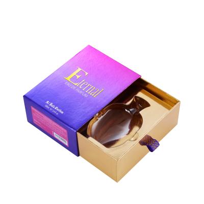 China Logo Customize Square Mini Luxury Hot Stamping Handmade Empty 10ml Velvet Drawer Packaging Gift Perfume Boxes for sale