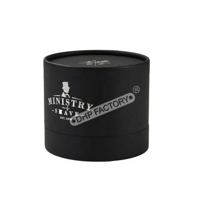 China Handmade Black Custom Logo Cardboard Paper Gift Box Cylinder Candle Box High End Luxury Packaging for sale