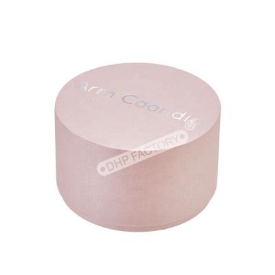 China Recycle Materials Eco Friendly Pink Texture Paper Silver Foil Logo Rigid Paper Tube Rings Earrings Packaging Custom Jewelry Gift Round Box for sale