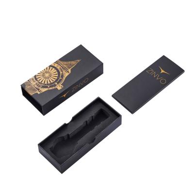 China Luxury High End Matte Black Art Paper Gift Envelope Box OEM Recycled Art Paper With Insert Holding Logo Drawer Watch Box Custom Made for sale