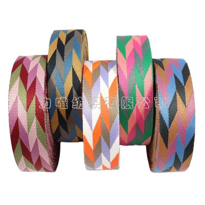 China Latest Factory Style Rhombus 5cm Ethnic Jacquard Durable Polyester Bag Belts Tape Nylon Webbing Straps Eco-friendly for sale