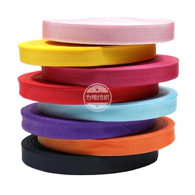 China Good Durable Lightweight Inner Binding Yarn 300D PP Bands 20,22,25mm Polypropylene Many Colors Bag Edge Ties Fasteners for sale