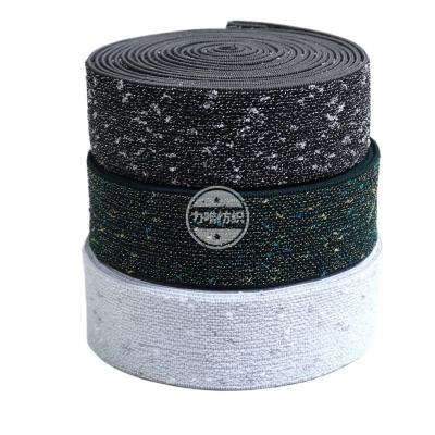 China Elastic Maker Yarn Jacquard Durable Metallic 4cm Elastic Bands For Dress Belt Hat Clothing Garment for sale