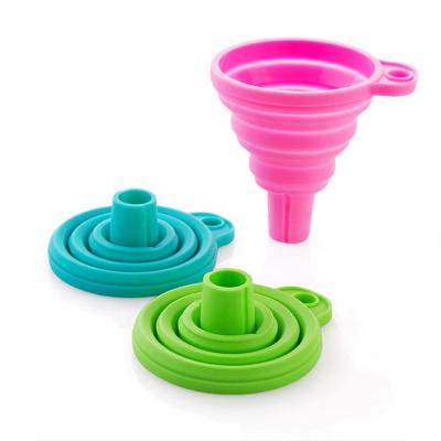 China Viable Collapsible Silicone Kitchen Funnel Collapsible Funnel For Liquid 100% Food Grade Silicone Utensils for sale