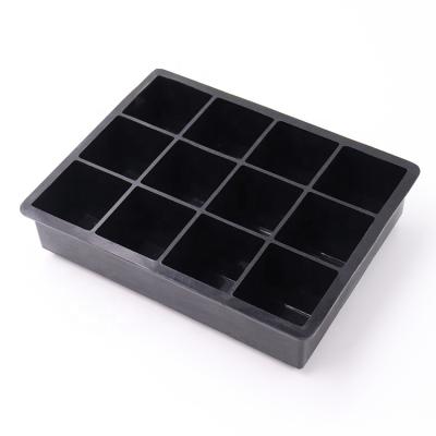 China 12 Cavity Viable Reusable Silicone Ice Cube Molds For Whiskey Non Stick Silicone Ice Maker for sale