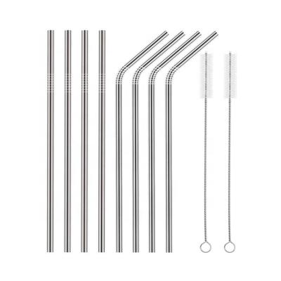 China Viable Wholesale Reusable Colorful Set Of 304 Stainless Steel Metal Drinking Straws for sale