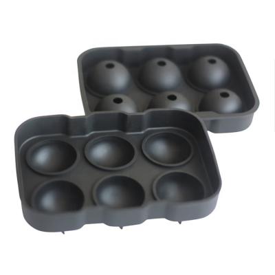 China Viable Custom Logo 6 Cavity Round Ice Cream Mold Silicone Ice Ball For Drinks for sale