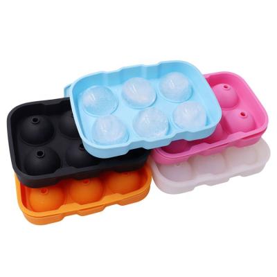 China Durable Silicone Ice Tray 6 Cavity Round Shape Drink Whiskey Silicone Ice Cube Tray for sale