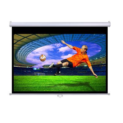 China Factory sale wall mounted 84 inch 16:9 format manual projection screen drop down professional projector screen for sale