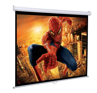 China 150 Inch Wall Mounted 16:9 Manual Projection Screen Drop Down Professional Matte White Self-Locking Projector Screen With Self Lock for sale