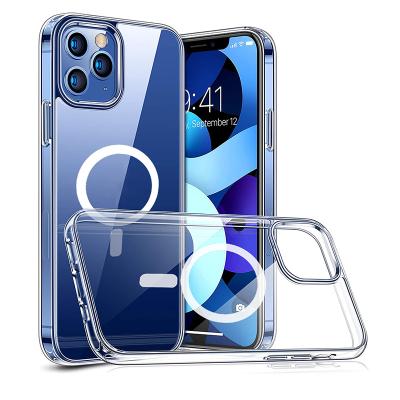 China 2021 New Items Shockproof Transparent Clear Magnet Phone Case Shockproof TPU For Magnetic Case For iphone 13 12 pro mini max for sale