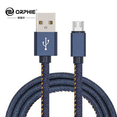 China Free Sample MP3/MP4 Player For Colth Mobile IOS Type C Android 1M Durable Denim Braided Micro USB Cable Sync Data Cable Phone for sale