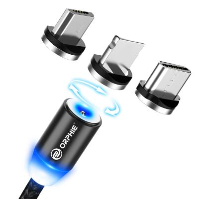 China MP3/MP4 Player For USB Fast Charger 3ft 6ft Magnetic LED Data Cable Magnetic Suction Cable For iPhone Android Type C for sale