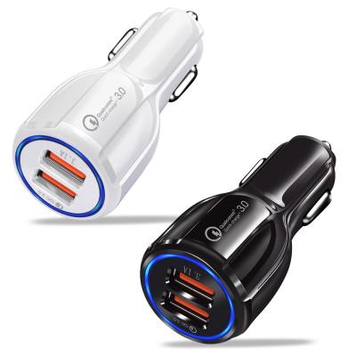 China Mobile phone CE rosh certificated car charger two output QC3.0 5v 35w fast car adapter charger for sale