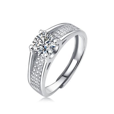 China Wholesale CLASSIC Moissanite Sterling Silver 925 Pave Gra Certified Wedding Ring Design for sale