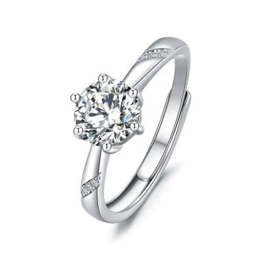 China CLASSIC Hot Stone 925 Silver Jewelry 1 CT VVS Solitaire Moissanite Gemstone Ring for sale