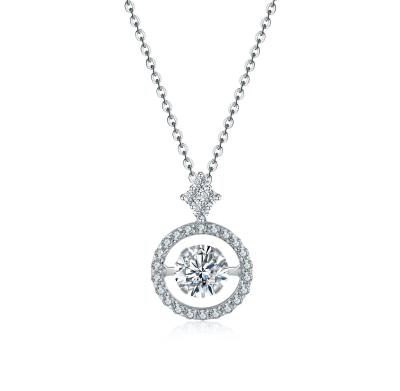 China CLASSIC Hot Stone Circle Moissanite Necklace Diamond Test Sterling Silver Charm 6mm Passing Ladies Necklace Women VVS Gra Certificate for sale