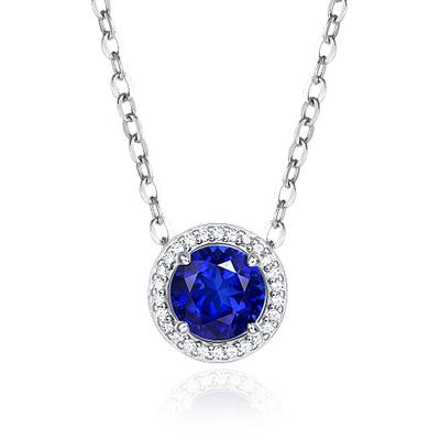 China CLASSIC Hot Stone Watches, Jewelry, Eyewear Sterling Silver 925 Women Blue Sapphire Necklace Jewelry for sale