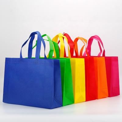 China Wholesale Cheap Handled Tote Bag Reusable Foldable Shopping Non Woven Tote Bag With Logo Gifts Custom Printed Bag Supermarket Promotion for sale