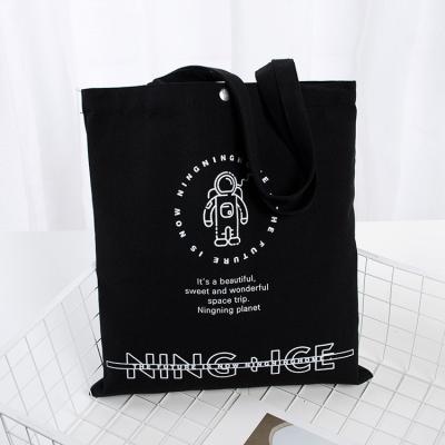 China Wholesale 2022 Cotton Canvas Tote Bag Custom Print Large Eco-friendly Beach Bag Black Canvas Shoulder Shopping Bag for sale