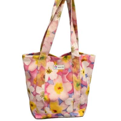 China High Quality Digital Printing Floral Cotton Tote Lunch Bag Canvas Customized Eco Friendly Bag For Women for sale