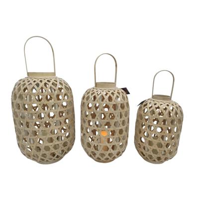 China Home Decoration Decorative Home Lanterns Bamboo Ranttan Lantern With LED Lights for sale