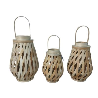 China Home Decoration Handmade Lantern Woven Candle Ceiling Lanterns With Glass Inside for sale