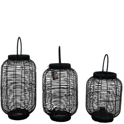 China Home Decoration Wholesale home decor wicker lantern pvc lantern  metal frame with battery bulb 2023 new design handmade for Christmas for sale