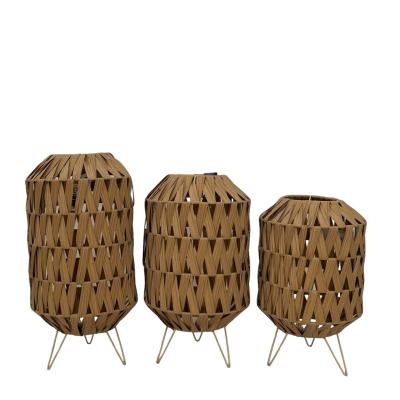 China Home Decoration Outdoor Lights Poly Rattan Lanterns Handmade Floor Lantern for sale