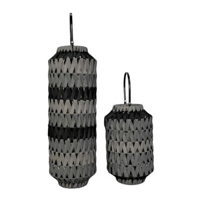 China Home Decoration Modern Style Garden Outdoor Black Metal Frame Large Lanterns for sale