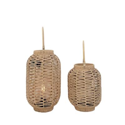 China Home Decoration Chinese Factory Paper Rope Lanterns With Metal Handle For Hanging for sale