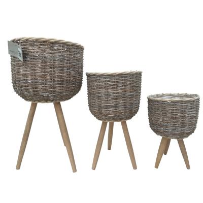 China CLASSIC Natural Material Woven Wicker Planter Waterproof Plant Pot Basket For Plants for sale