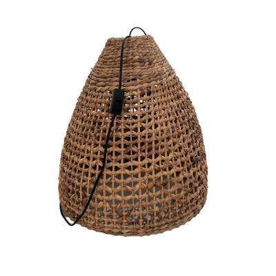 China Antique Home Decoration Wicker Lamp Vintage Woven Water Hyacinth Hanging Lampshade for sale