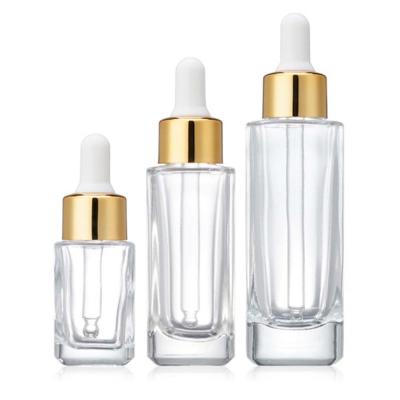 China Essential Oil Empty Clear Square Bottle Portable Cosmetics Dropper Bottle Cosmestic Bottle for sale