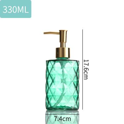 China Recycable Amazon's Hot Sale 11oz  custom washing room liquid glass hand sanitizer bottle soap dispenser Pump Press Glass Bottle for sale