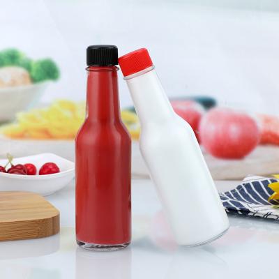 China Food Empty 150ml 250ml hot sauce bottles food chill soy sauce glass bottle for salad tomato ketchup bottle with lids for sale