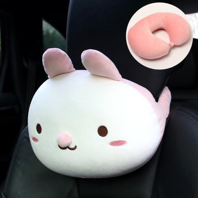 China Comfortable Cartoon U Shape Car Neck Pillow Memory Foam Transformer Headrest Support Rest Travel Flat Rest Rabbit Frog Pig Animal Bear for sale