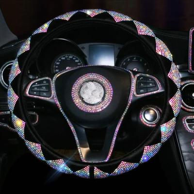 China Anti Slip Bling Diamond Rhinestone Steering Wheel Cover for Girls and Women Wholesale for sale