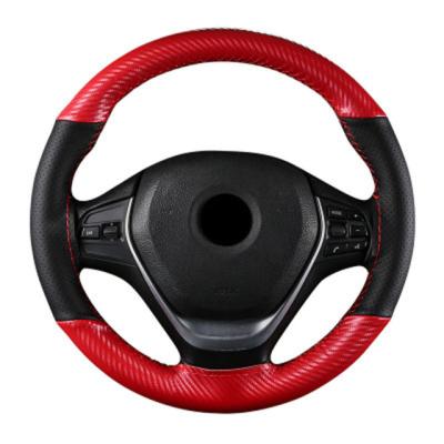 China DIY Comfortable Hand Sewing Carbon Leather Steering Wheel Cover with Needle and Thread for sale