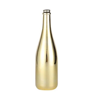 China 750ml Empty Glass Beverage Wine Bottles With Cap Gold Plating Glass Bottles For Wine for sale