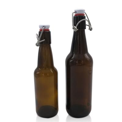 China Wholesale 335ml 500ml Beverage Amber Swing Top Beer Bottle 1 Liter Glass Beer Bottle for sale