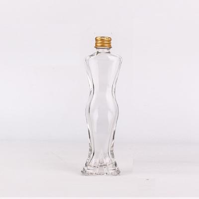 China Wholesale Transparent Beverage Whiskey Bottle Human Body Shape Glass Perfume Bottle Wine Glasses for sale